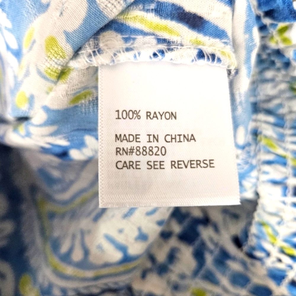 Christian Siriano Top, Size S, Floral, Blue / Green, Flutter Sleeve, Ruffle Neck - Picture 6 of 6